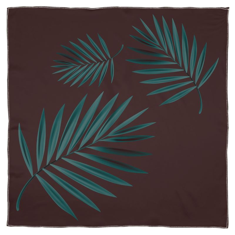 Doroteo Design Palm Leaves Collection Silk Shawl Chiffon Foulard Scarf