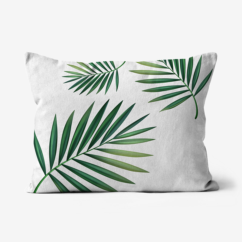 Doroteo Design Luxury Cushion Silk Pillow Throw Tropical Palm Leaves
