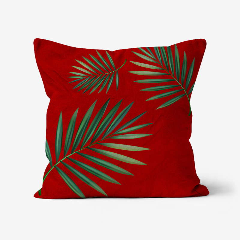 Doroteo Design Luxury Cushion Silk Pillow Throw Tropical Palm Leaves