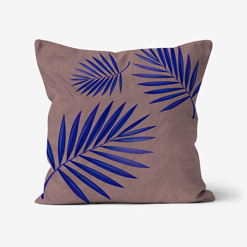Doroteo Design Luxury Cushion Silk Pillow Throw Tropical Palm Leaves