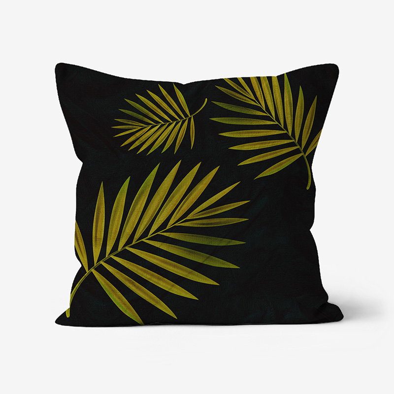 Doroteo Design Luxury Cushion Silk Pillow Throw Tropical Palm Leaves