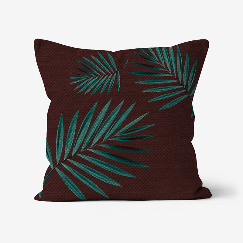 Doroteo Design Luxury Cushion Silk Pillow Throw Tropical Palm Leaves