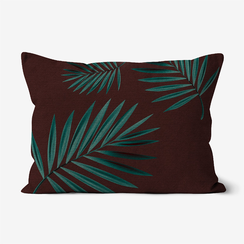 Doroteo Design Luxury Cushion Silk Pillow Throw Tropical Palm Leaves