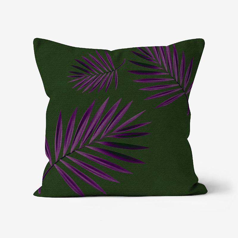 Doroteo Design Luxury Cushion Silk Pillow Throw Tropical Palm Leaves