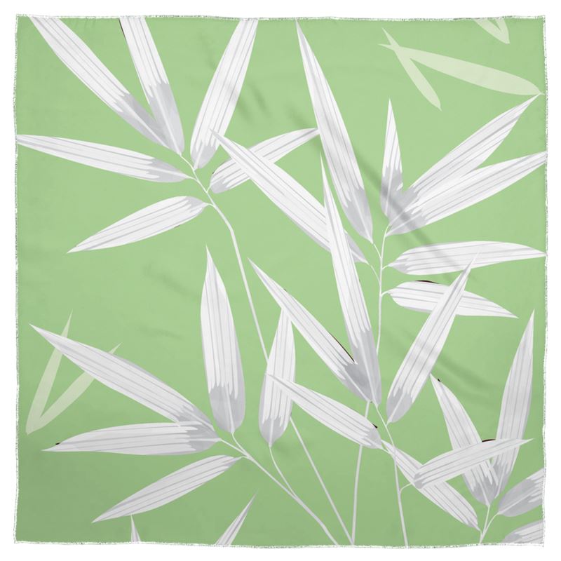 Doroteo Design Luxury Bamboo Leaves Collection Shawl Scarf Silk Satin Muslin Chiffon Contrado