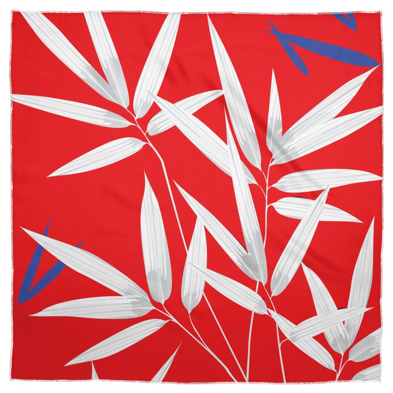 Doroteo Design Luxury Bamboo Leaves Collection Shawl Scarf Silk Satin Muslin Chiffon Contrado