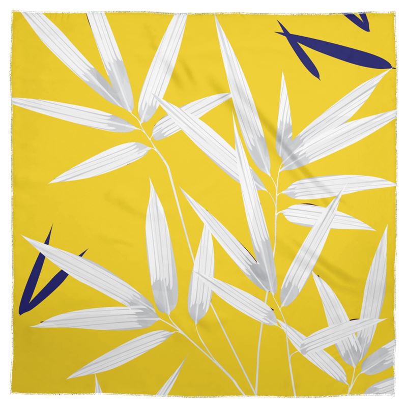 Doroteo Design Luxury Bamboo Leaves Collection Shawl Scarf Silk Satin Muslin Chiffon Contrado