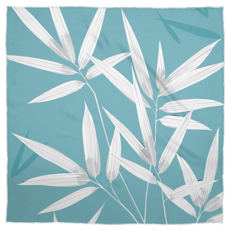 Doroteo Design Luxury Bamboo Leaves Collection Shawl Scarf Silk Satin Muslin Chiffon Contrado