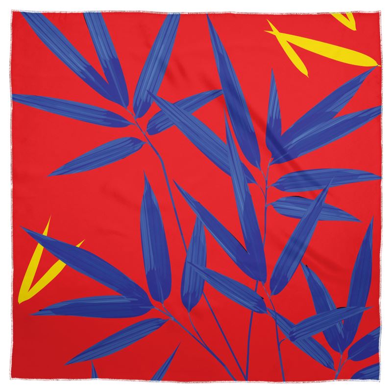 Doroteo Design Luxury Bamboo Leaves Collection Shawl Scarf Silk Satin Muslin Chiffon Contrado