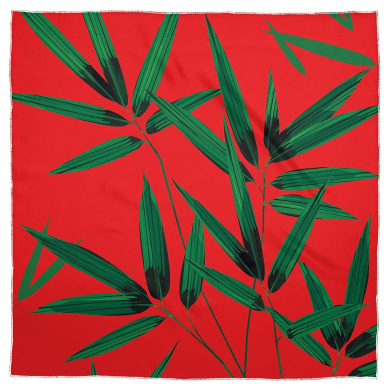 Doroteo Design Luxury Bamboo Leaves Collection Shawl Scarf Silk Satin Muslin Chiffon Contrado