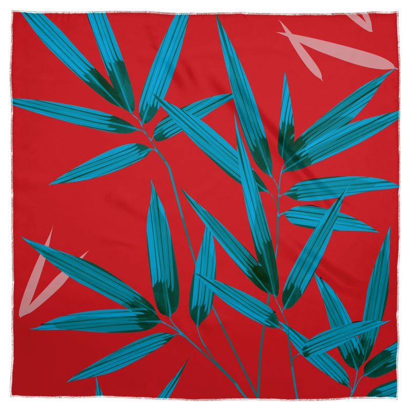 Doroteo Design Luxury Bamboo Leaves Collection Shawl Scarf Silk Satin Muslin Chiffon Contrado