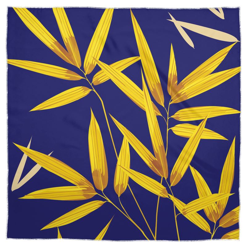 Doroteo Design Luxury Bamboo Leaves Collection Shawl Scarf Silk Satin Muslin Chiffon Contrado