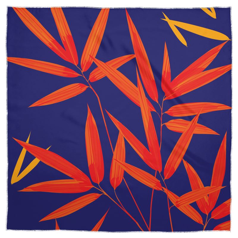 Doroteo Design Luxury Bamboo Leaves Collection Shawl Scarf Silk Satin Muslin Chiffon Contrado