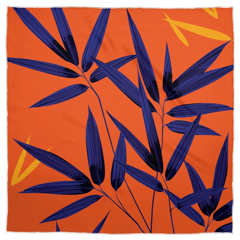 Doroteo Design Luxury Bamboo Leaves Collection Shawl Scarf Silk Satin Muslin Chiffon Contrado