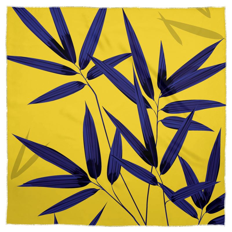 Doroteo Design Luxury Bamboo Leaves Collection Shawl Scarf Silk Satin Muslin Chiffon Contrado