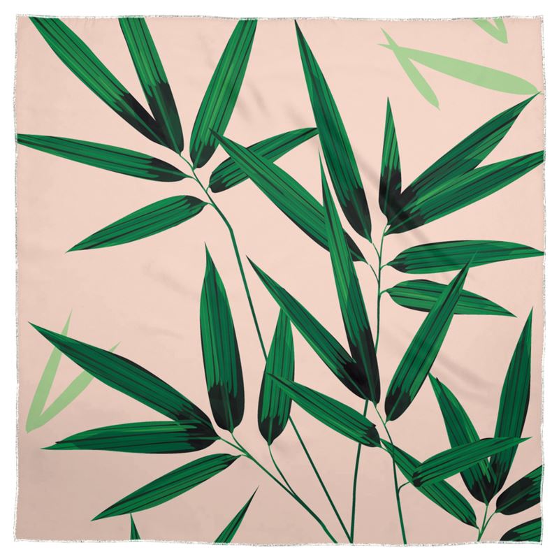 Doroteo Design Luxury Bamboo Leaves Collection Shawl Scarf Silk Satin Muslin Chiffon Contrado