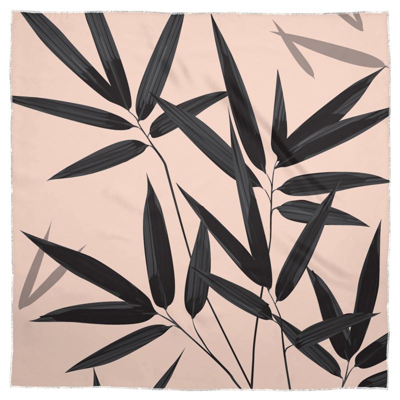 Doroteo Design Luxury Bamboo Leaves Collection Shawl Scarf Silk Satin Muslin Chiffon Contrado