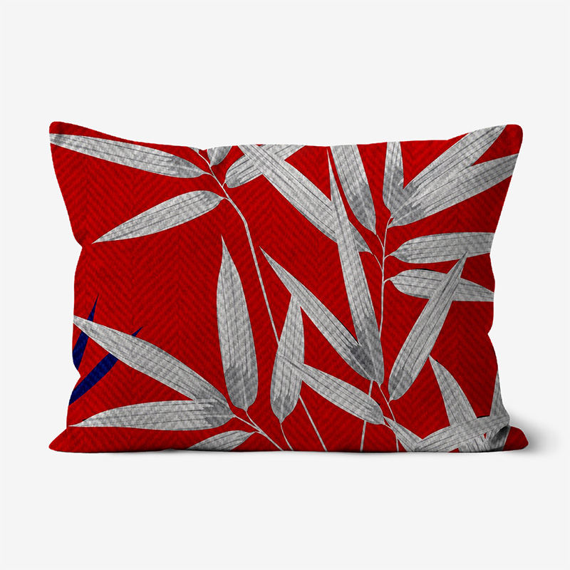 Doroteo Design Luxury Cushion Silk Pillow Throw Tropical Bamboo Leaves