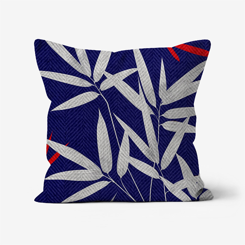 Doroteo Design Luxury Cushion Silk Pillow Throw Tropical Bamboo Leaves