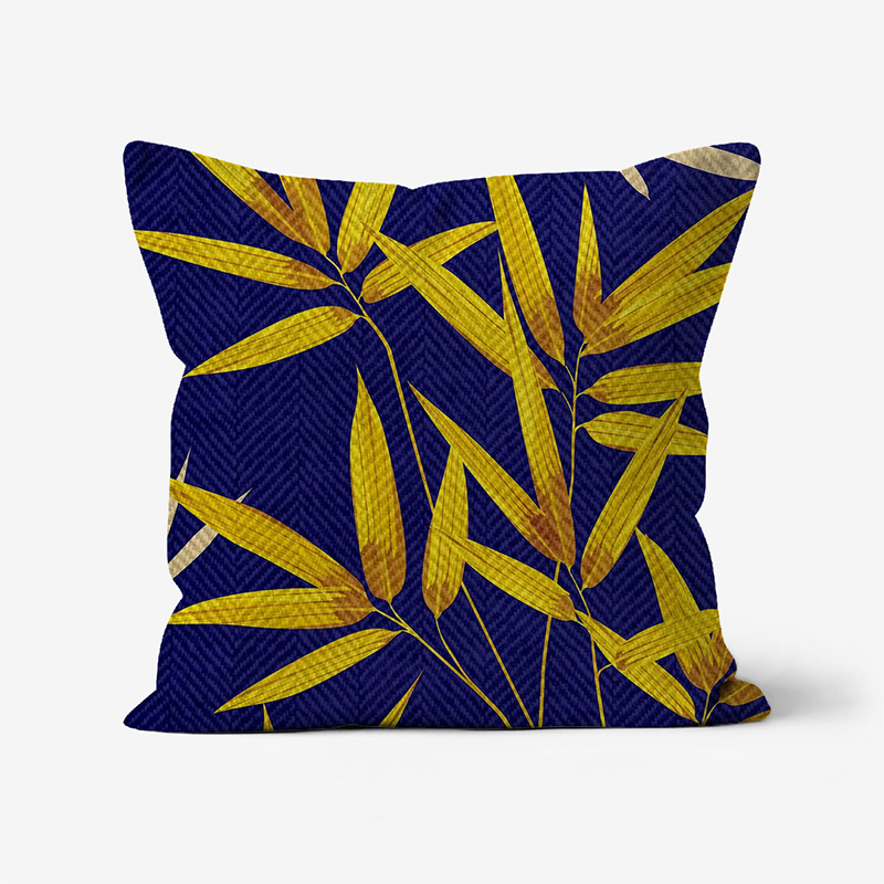 Doroteo Design Luxury Cushion Silk Pillow Throw Tropical Bamboo Leaves