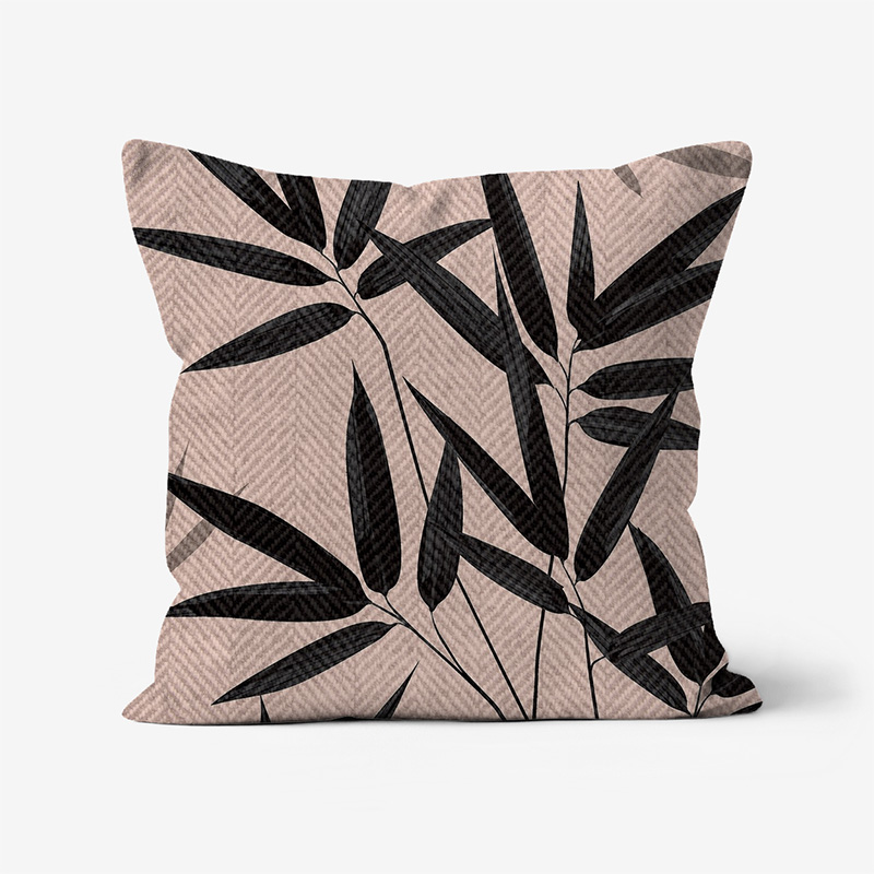 Doroteo Design Luxury Cushion Silk Pillow Throw Tropical Bamboo Leaves
