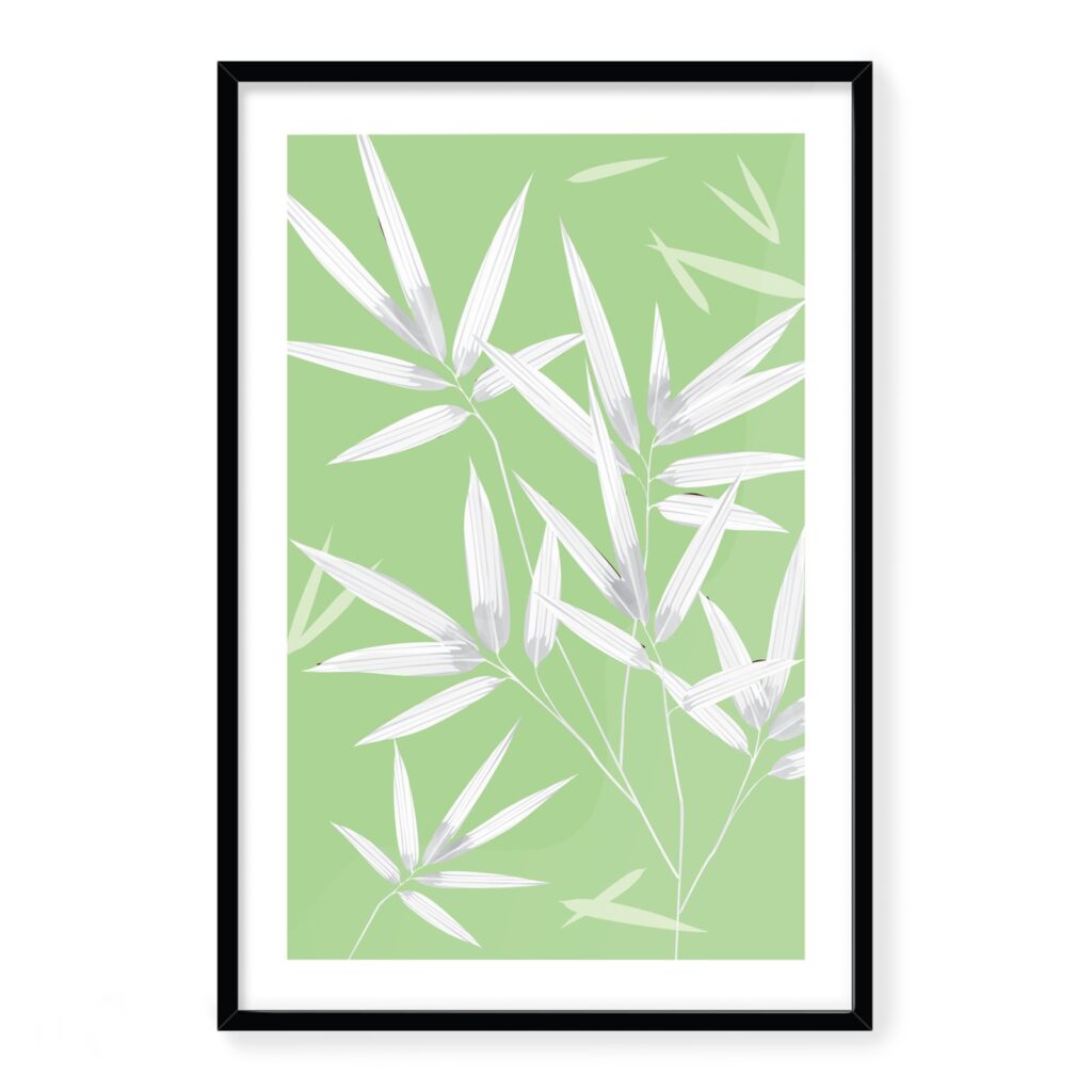 Doroteo Design Bamboo Leaves Collection Home Decor Wall Art Print Frame