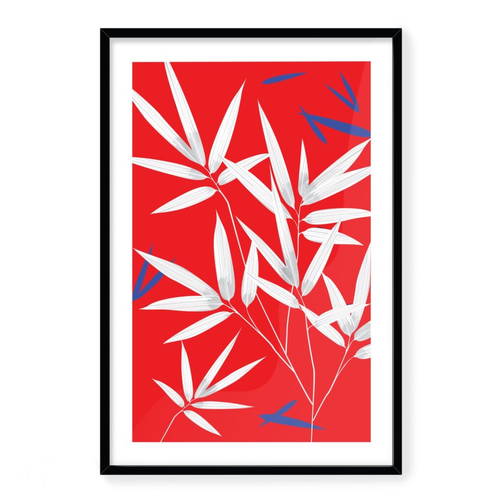Doroteo Design Bamboo Leaves Collection Home Decor Wall Art Print Frame