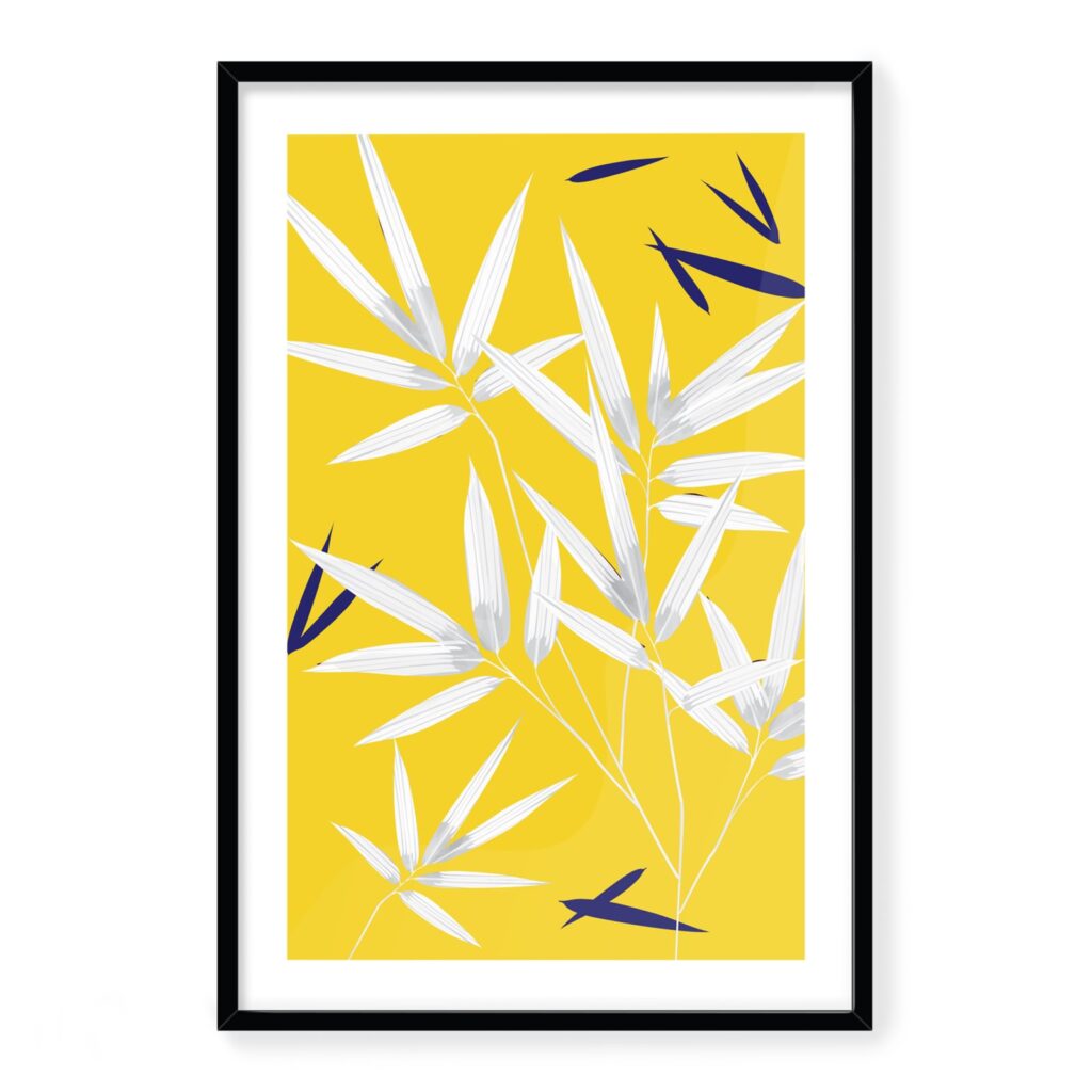 Doroteo Design Bamboo Leaves Collection Home Decor Wall Art Print Frame