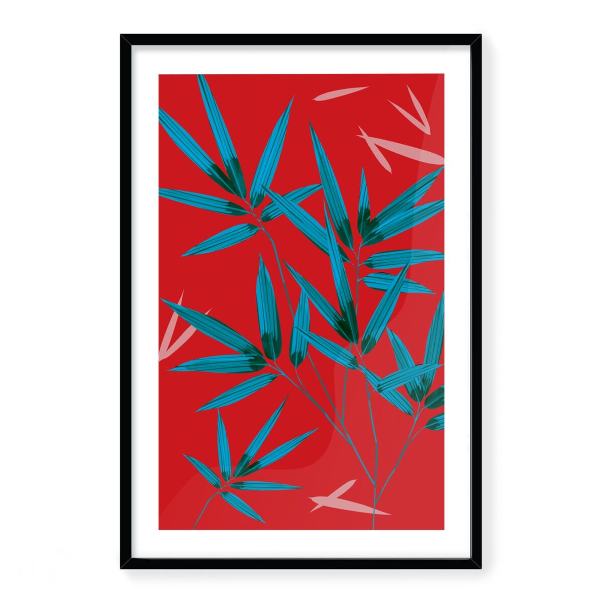 Doroteo Design Bamboo Leaves Collection Home Decor Wall Art Print Frame