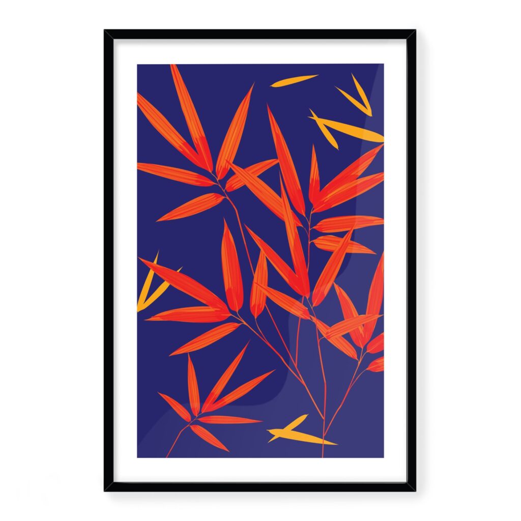 Doroteo Design Bamboo Leaves Collection Home Decor Wall Art Print Frame