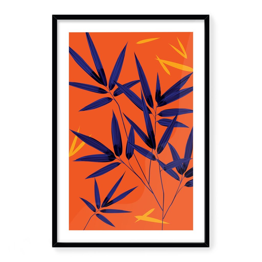 Doroteo Design Bamboo Leaves Collection Home Decor Wall Art Print Frame