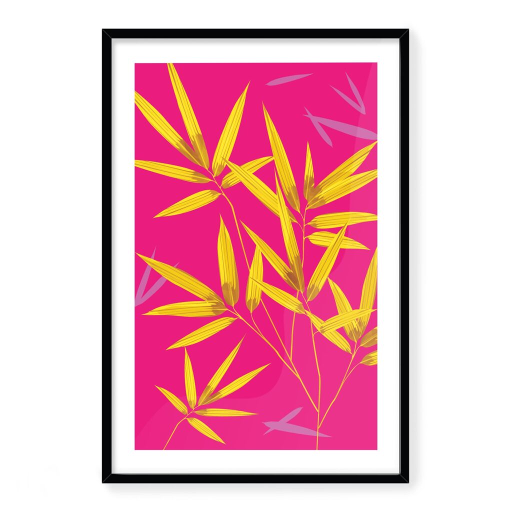 Doroteo Design Bamboo Leaves Collection Home Decor Wall Art Print Frame