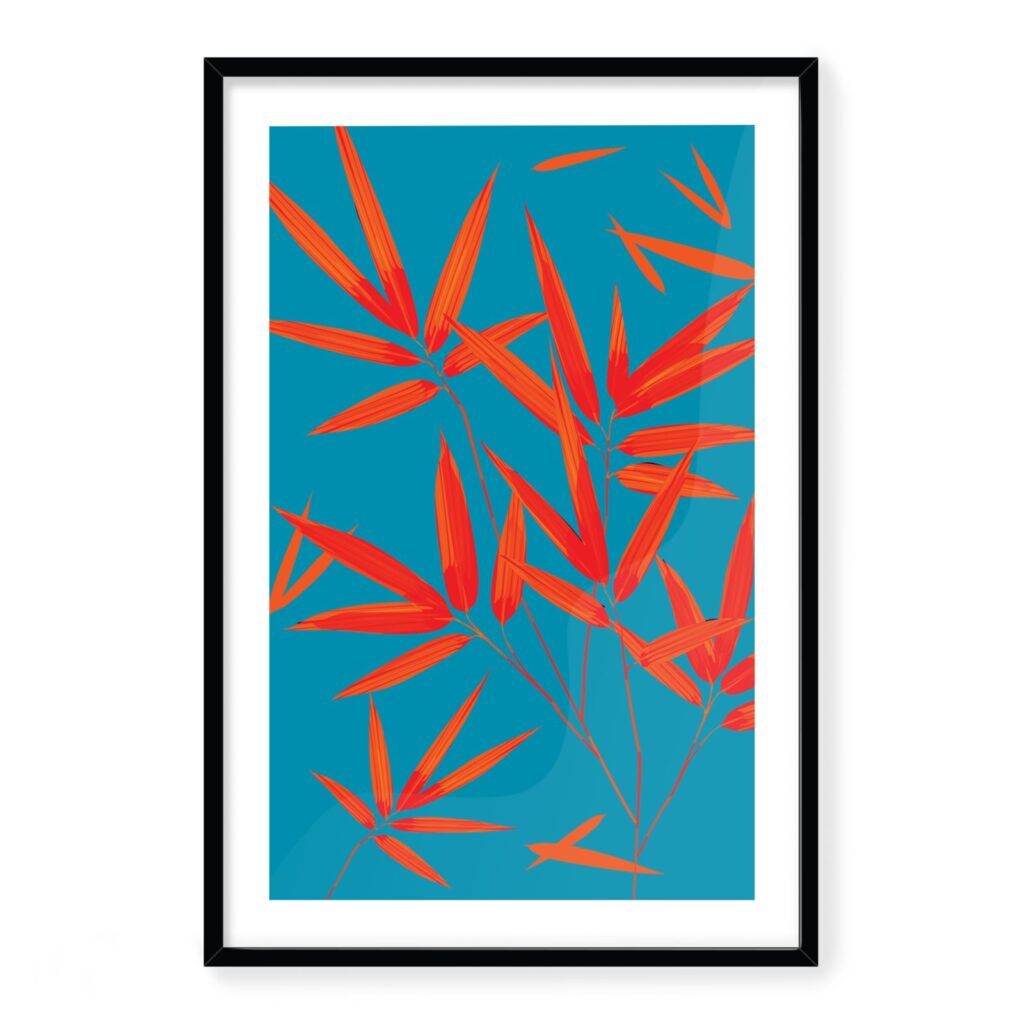 Doroteo Design Bamboo Leaves Collection Home Decor Wall Art Print Frame