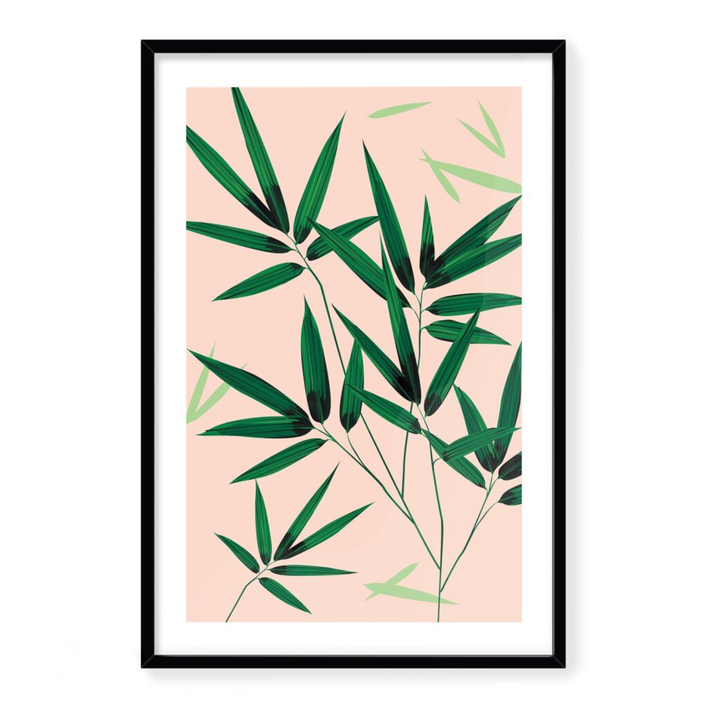 Doroteo Design Bamboo Leaves Collection Home Decor Wall Art Print Frame