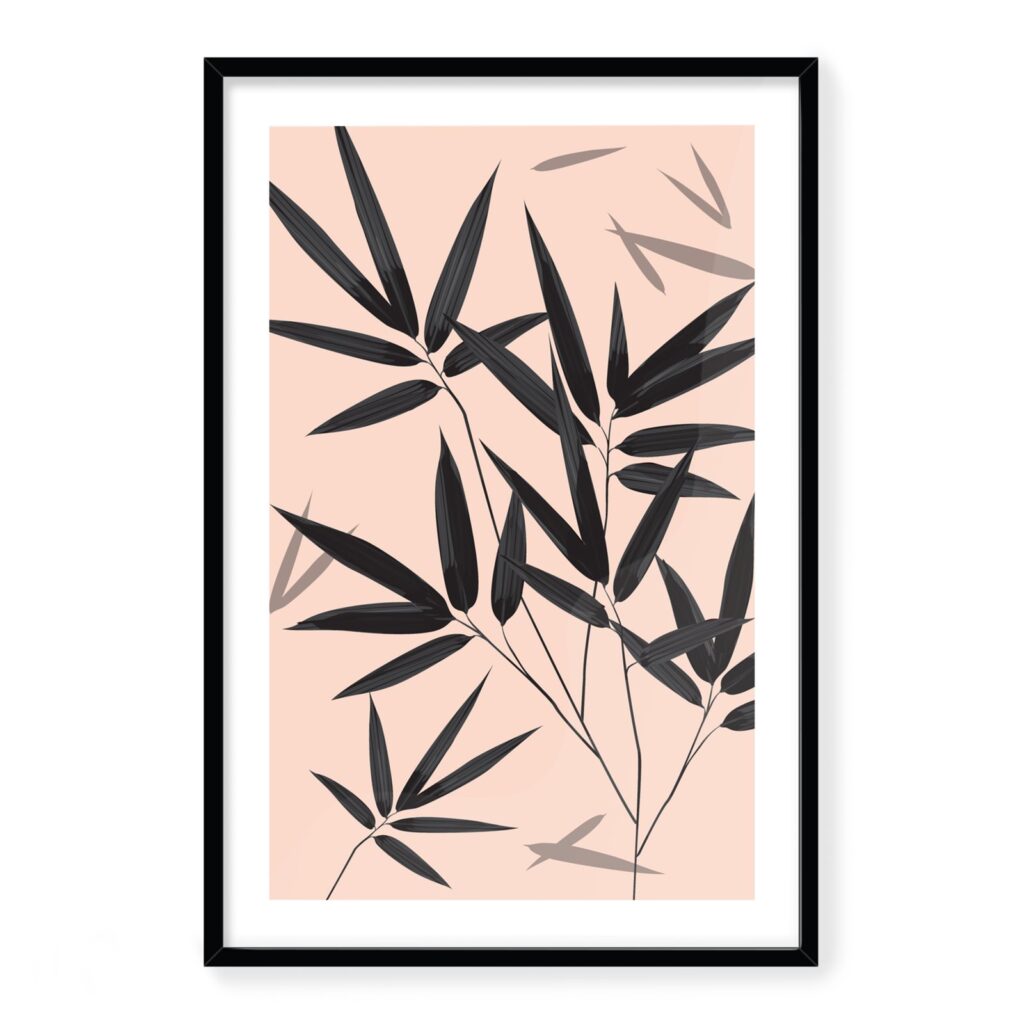 Doroteo Design Bamboo Leaves Collection Home Decor Wall Art Print Frame