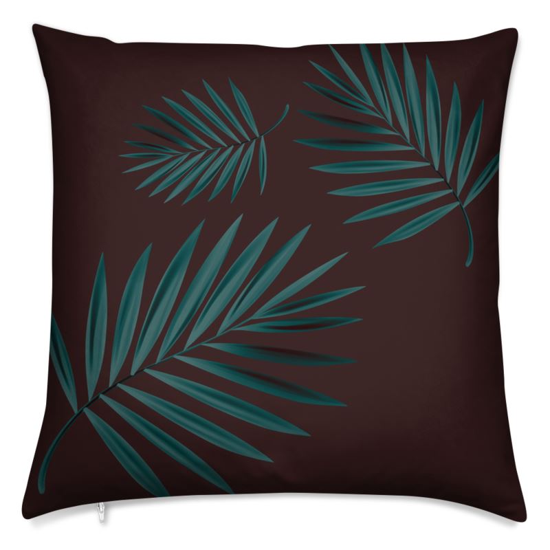 Doroteo Design Luxury Cushion Silk Pillow Throw Tropical Palm Leaves