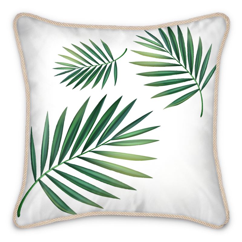 Doroteo Design Luxury Cushion Silk Pillow Throw Tropical Palm Leaves