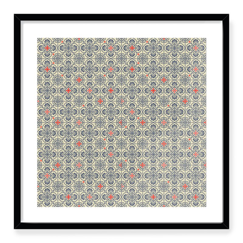 Doroteo Design Geometric Arabian Floral Pattern Collection Home Decor Wall Art Print Frame