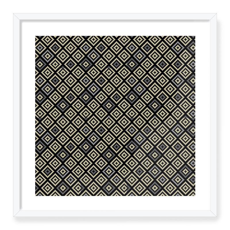 Doroteo Design Geometric Tribal Chequered Pattern Collection Home Decor Wall Art Print Frame