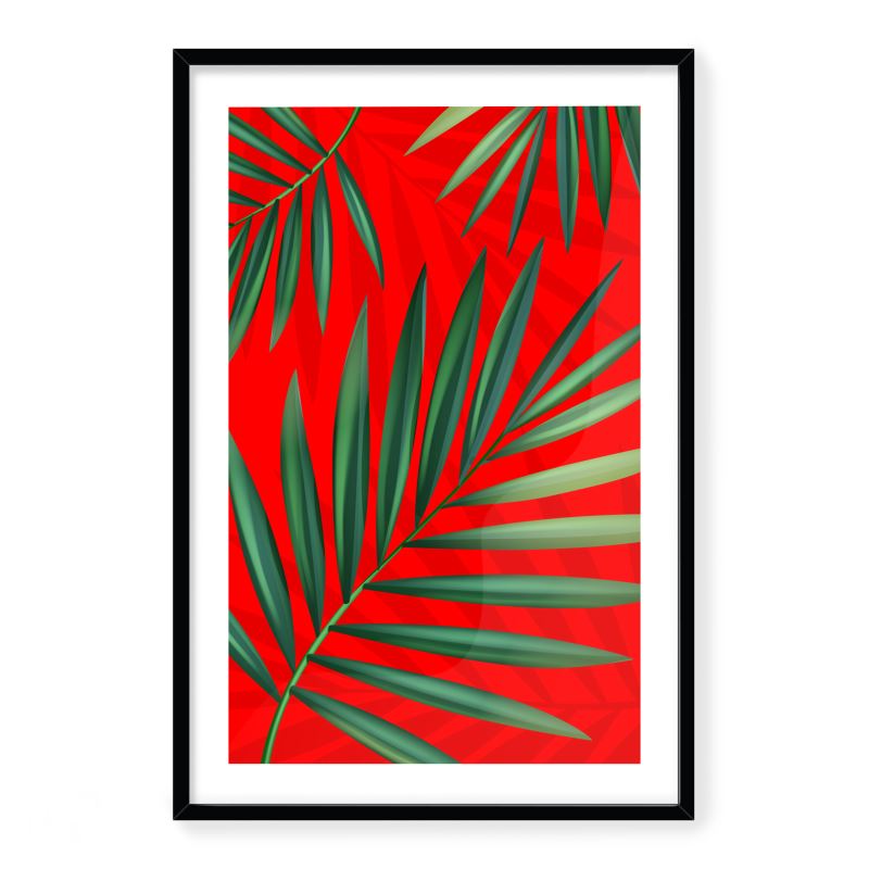 Doroteo Design Tropical Leaves Collection Home Decor Wall Art Print Frame