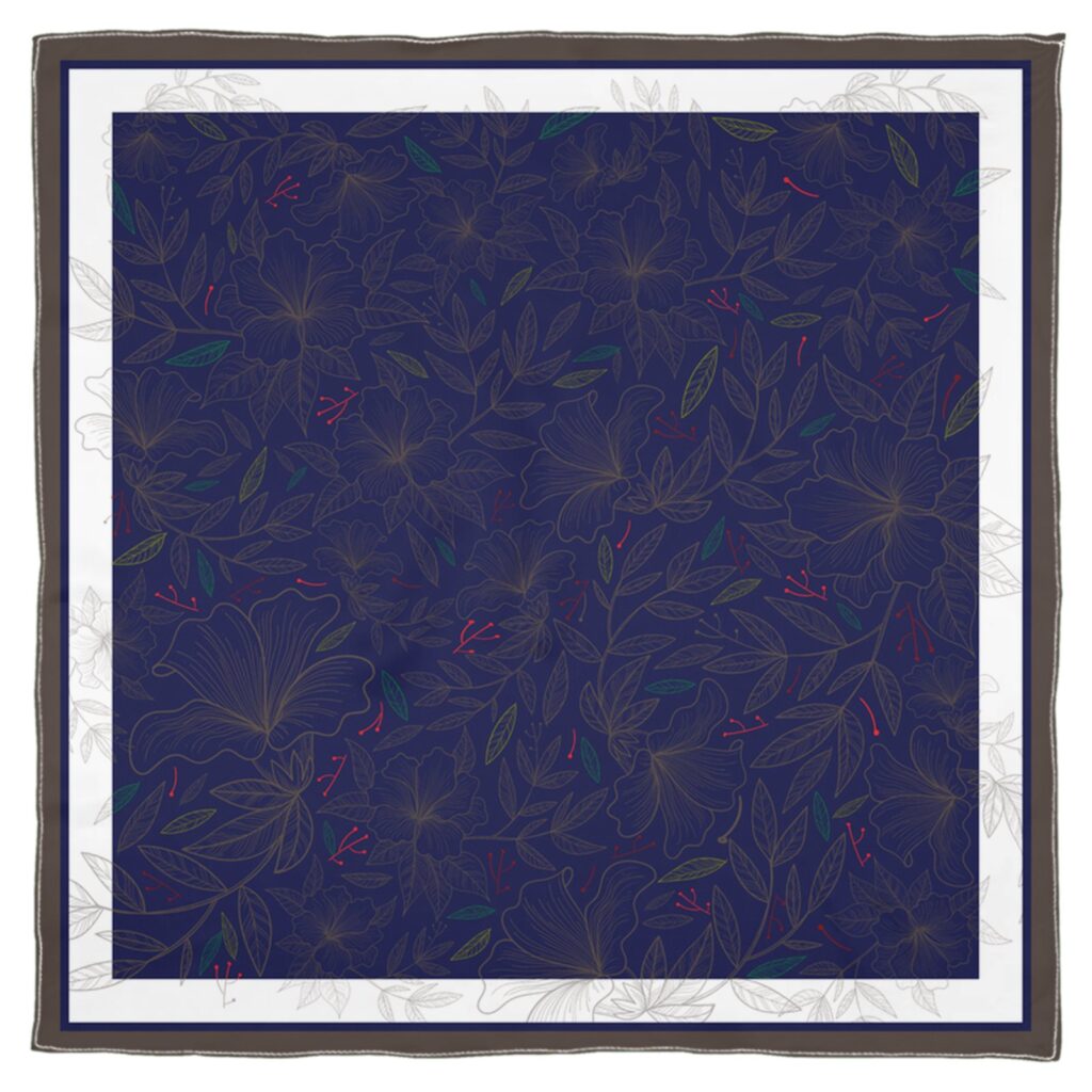 Hand Drawn Floral Pattern Collection Silk Shawl Scarf Chiffon