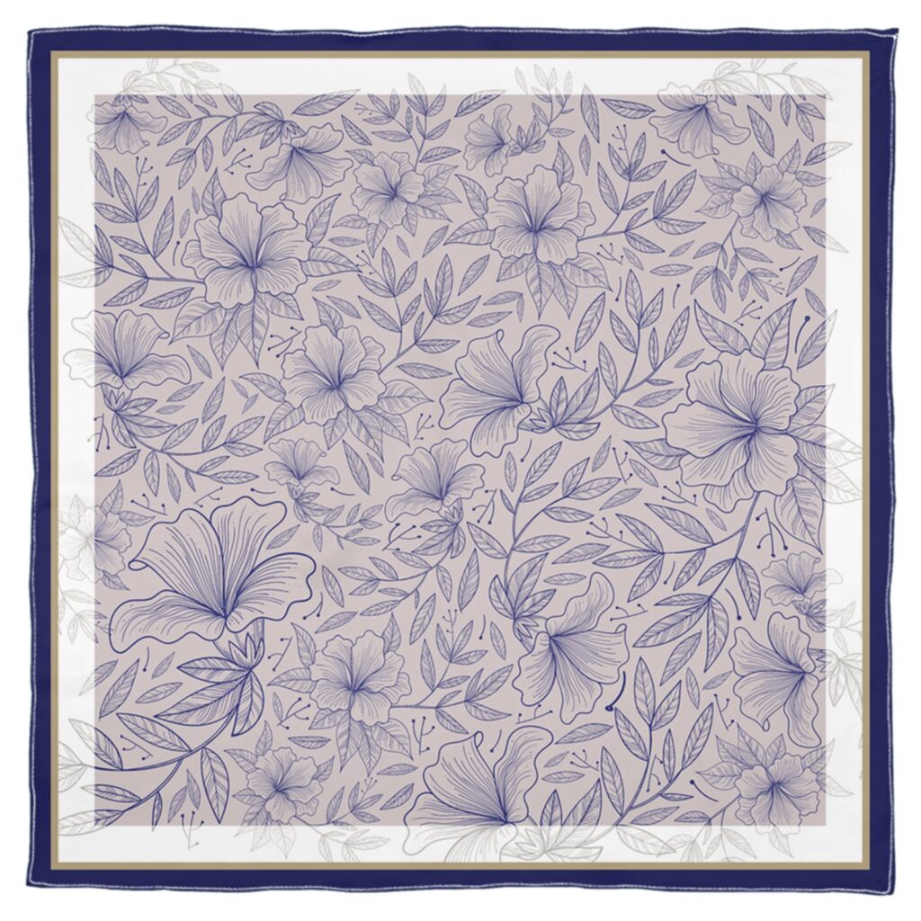 Hand Drawn Floral Pattern Collection Silk Shawl Scarf Chiffon