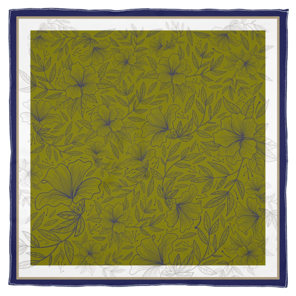 Hand Drawn Floral Pattern Collection Silk Shawl Scarf Chiffon