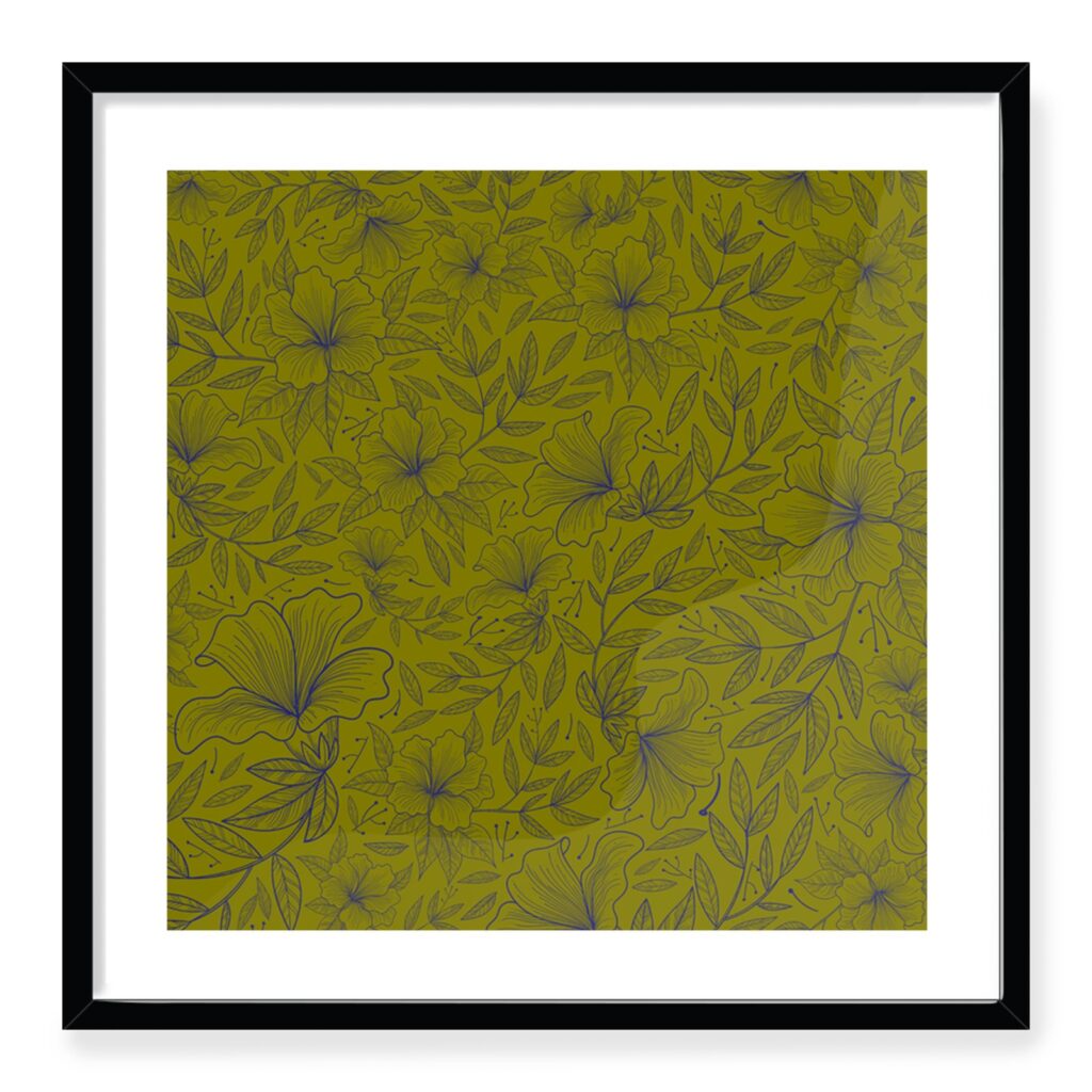 Doroteo Design Hand Drawn Floral Pattern Collection Home Decor Wall Art Print Frame