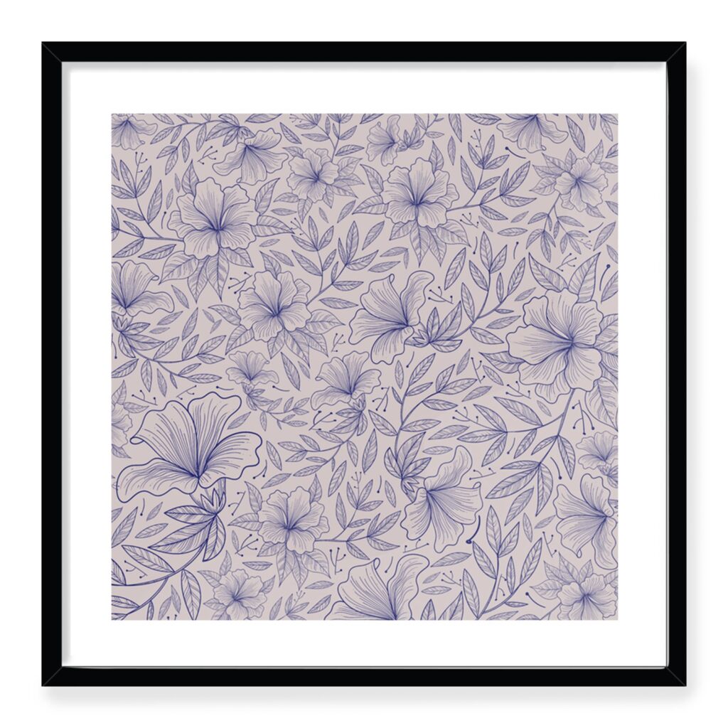 Doroteo Design Hand Drawn Floral Pattern Collection Home Decor Wall Art Print Frame