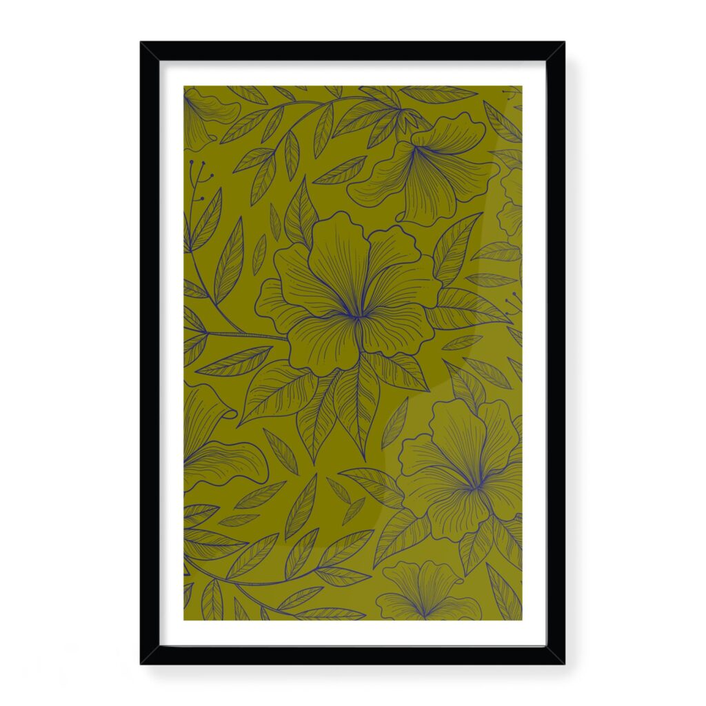 Doroteo Design Hand Drawn Floral Pattern Collection Home Decor Wall Art Print Frame