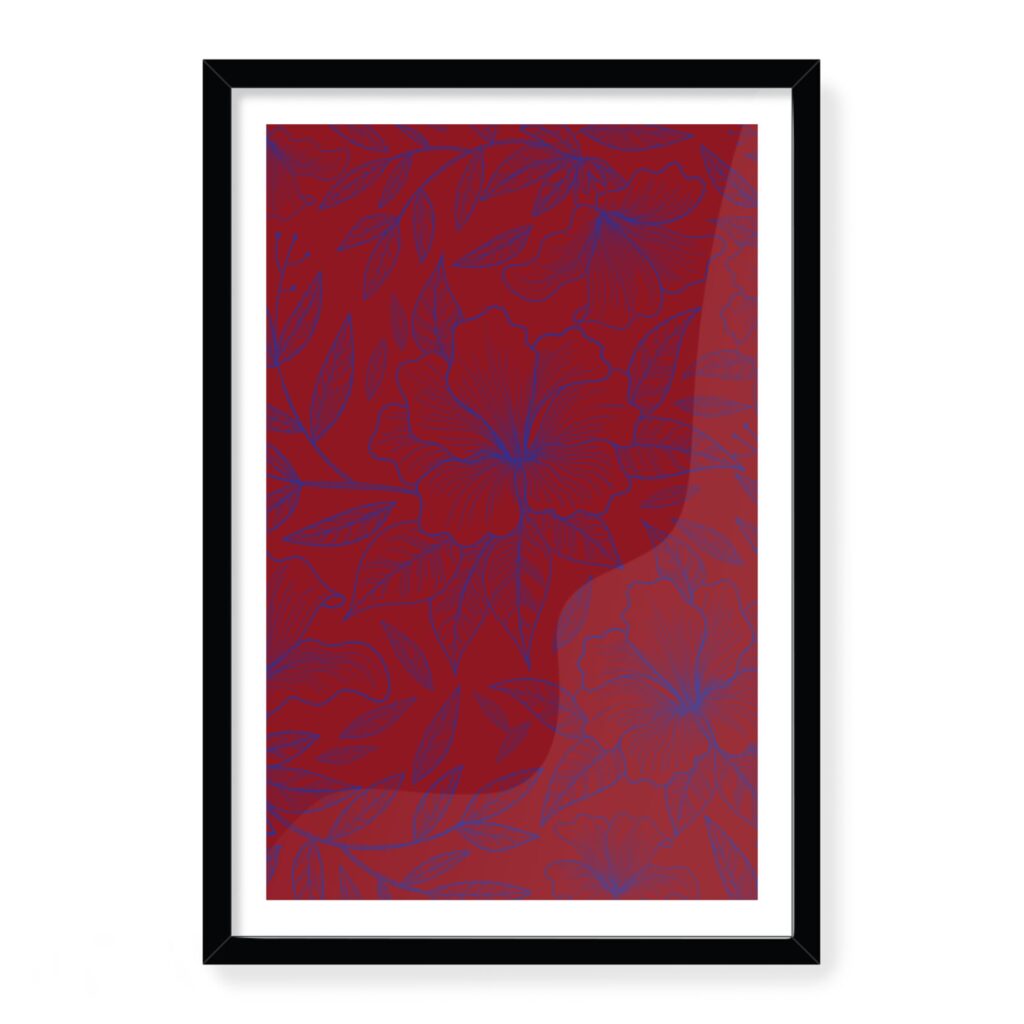 Doroteo Design Hand Drawn Floral Pattern Collection Home Decor Wall Art Print Frame