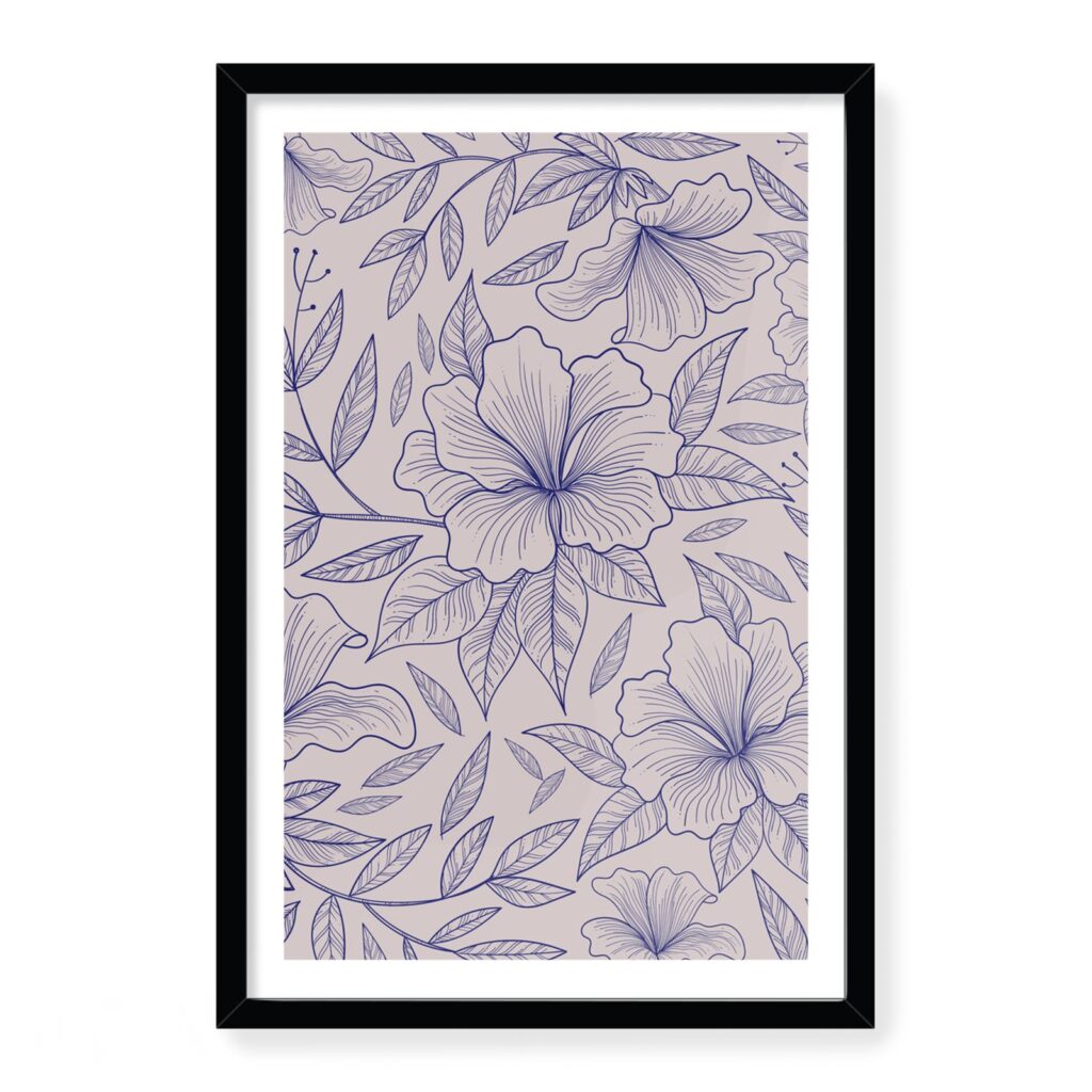 Doroteo Design Hand Drawn Floral Pattern Collection Home Decor Wall Art Print Frame