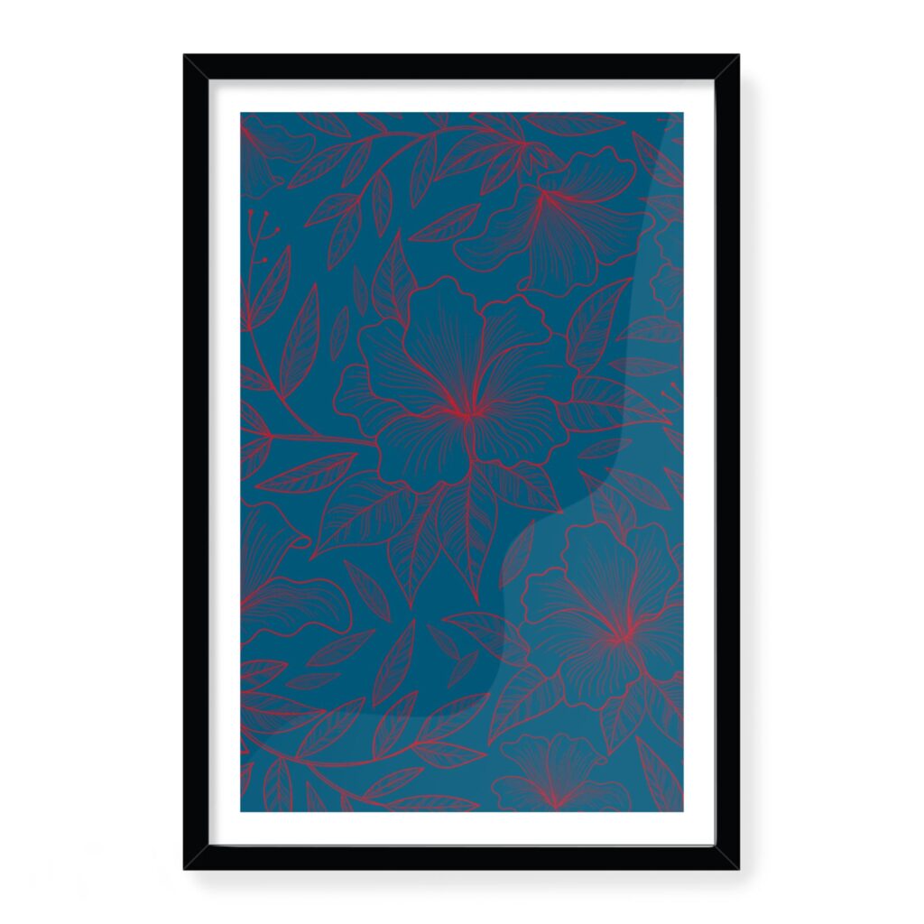 Doroteo Design Hand Drawn Floral Pattern Collection Home Decor Wall Art Print Frame